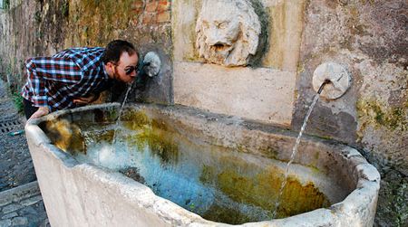 A public drinking fountain in Rome