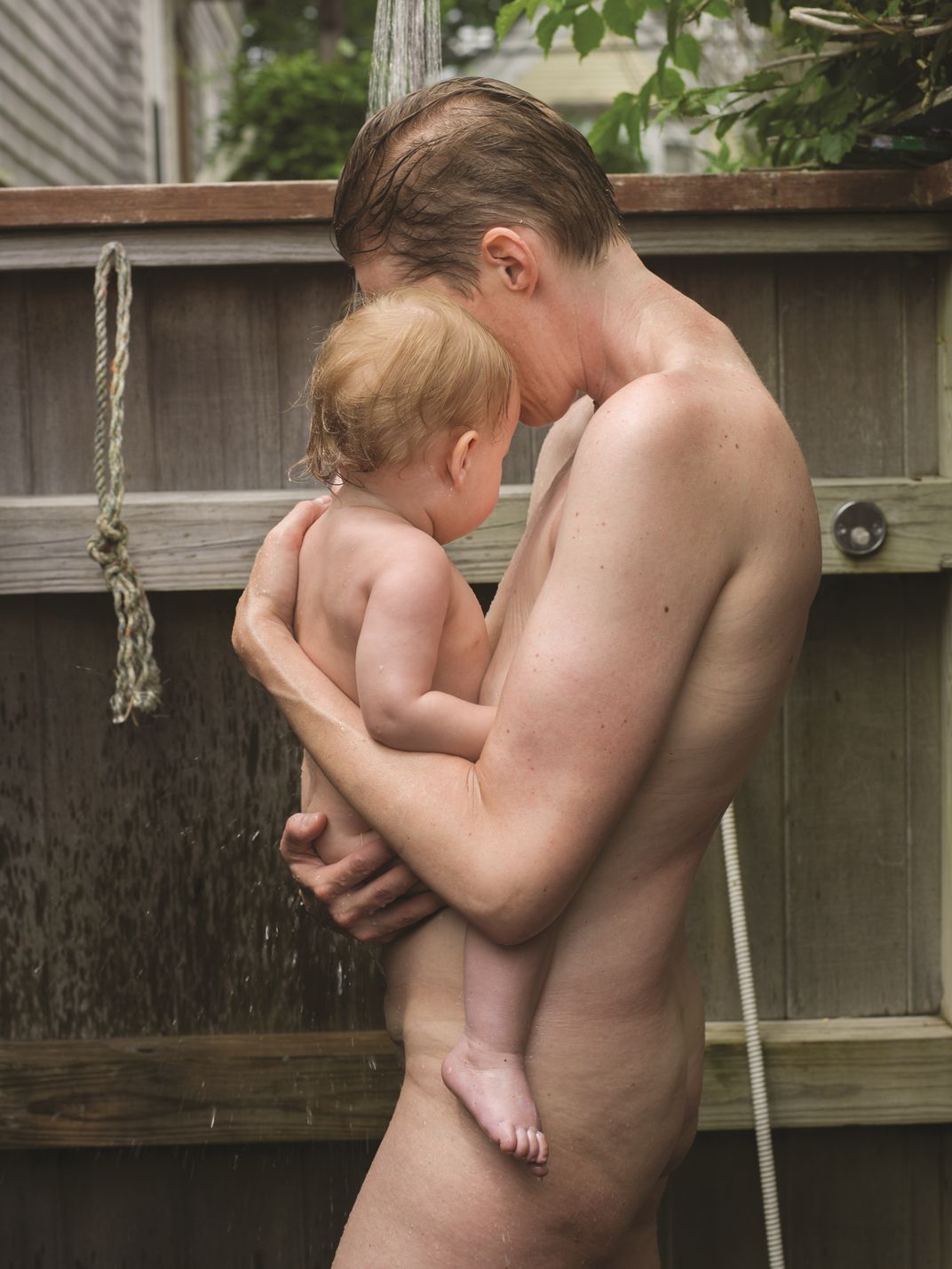 Vanessa and Elinor in the shower, Provincetown