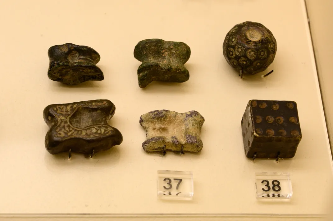 Ancient lead and bronze astragaloi, or knucklebones
