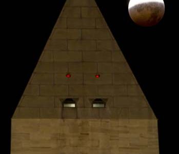 The Washington Monument is seen as the full moon is shadowed by the Earth during a total lunar eclipse on the arrival of the winter solstice, Tuesday, December 21, 2010 in Washington.  From beginning to end, the eclipse lasted about three hours and twenty-eight minutes.  Photo Credit: (NASA/Bill Ingalls)