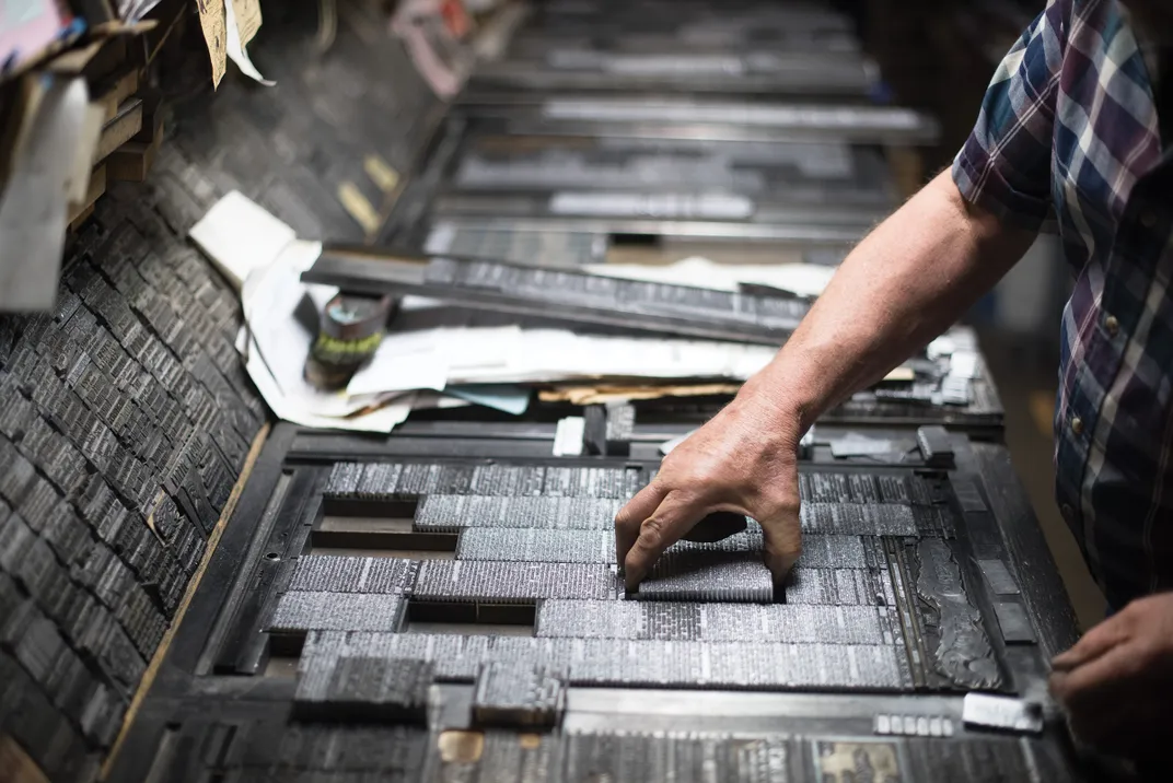 lead slugs arranged used for printing