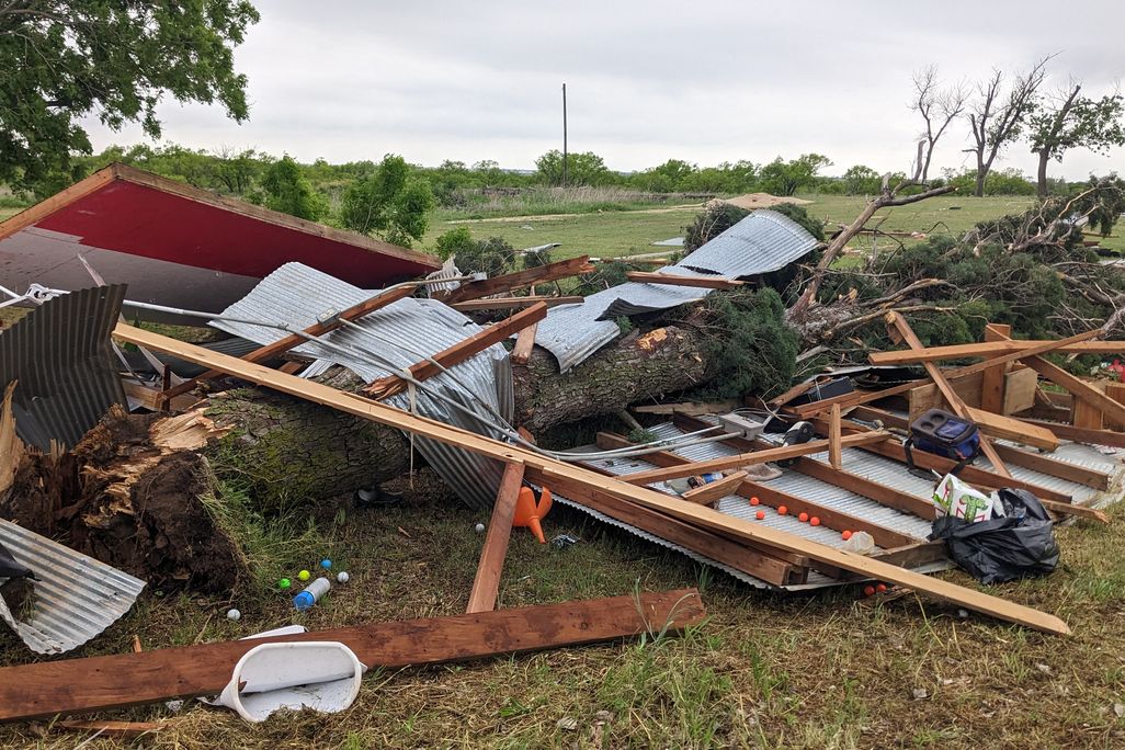 Tornado debris and damage