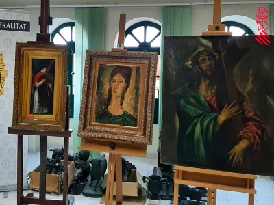 L to R: Forged works attributed to Goya, Modigliani and El Greco