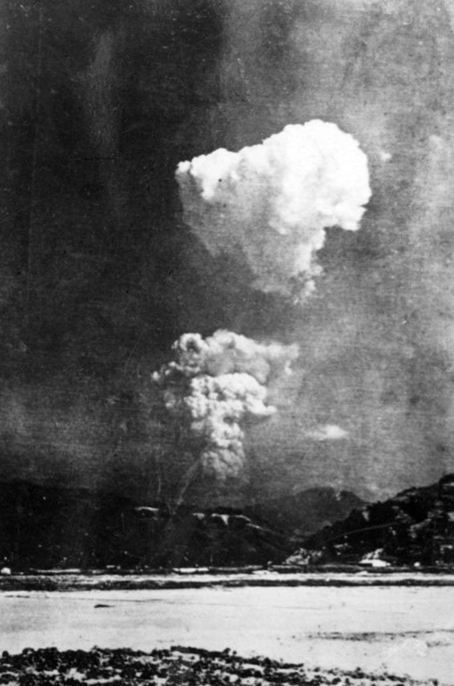 The Hiroshima atom bomb cloud two to five minutes after detonation