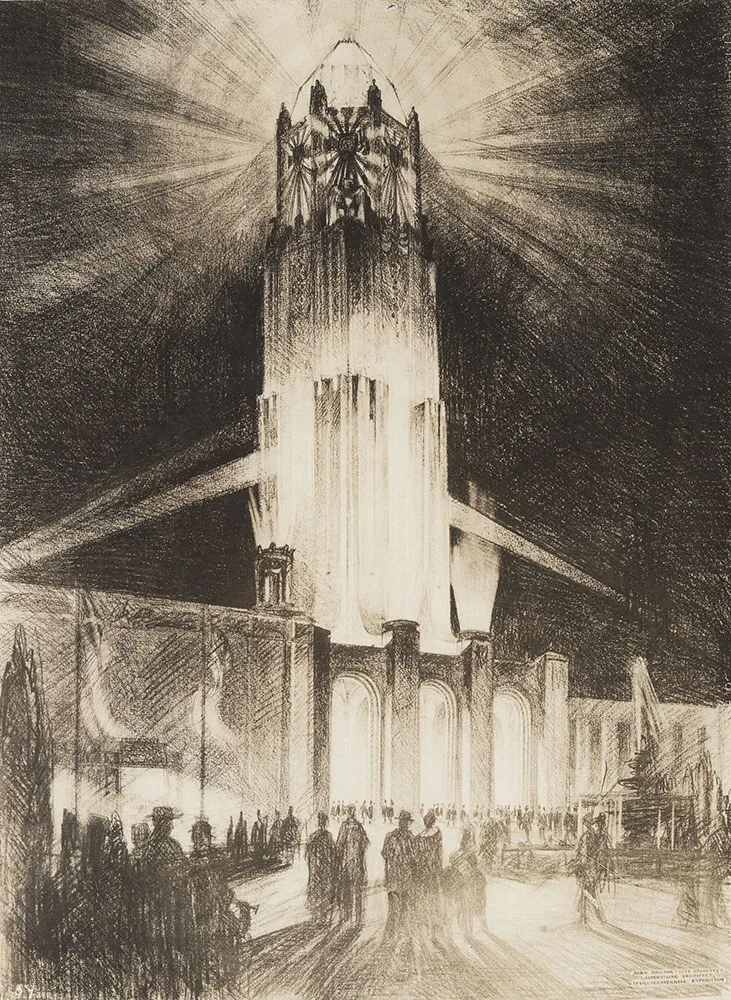 A rendering of the Tower of Light. Construction was never completed.