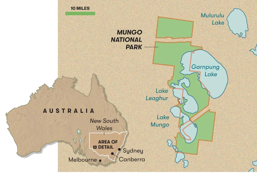 Locator map for Mungo National Park