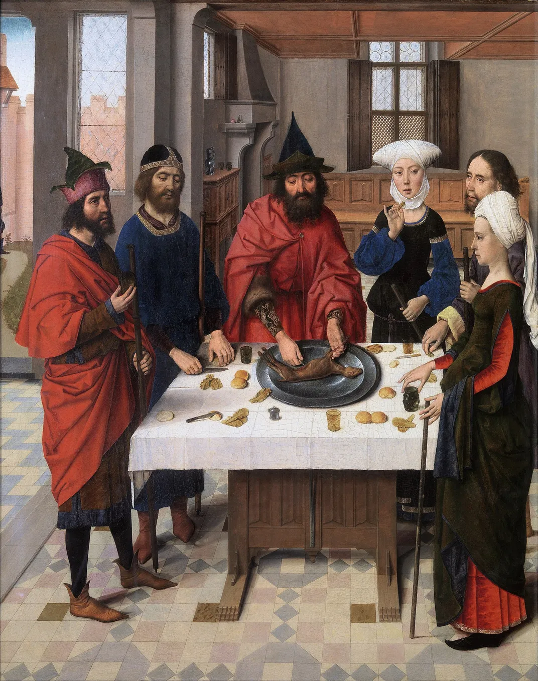 A 15th-century painting of a Passover celebration by Dieric Bouts