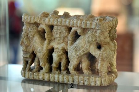 A carving of the tale of Gilgamesh