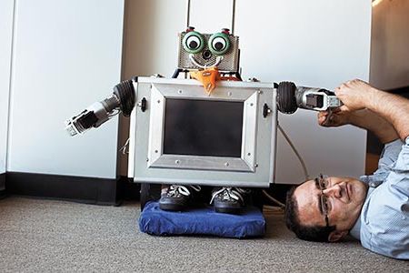 Building a robot that humans can love is pretty ambitious.  But Javier Movellan (in his San Diego lab with RUBI) says he would like to develop a robot that loves humans.