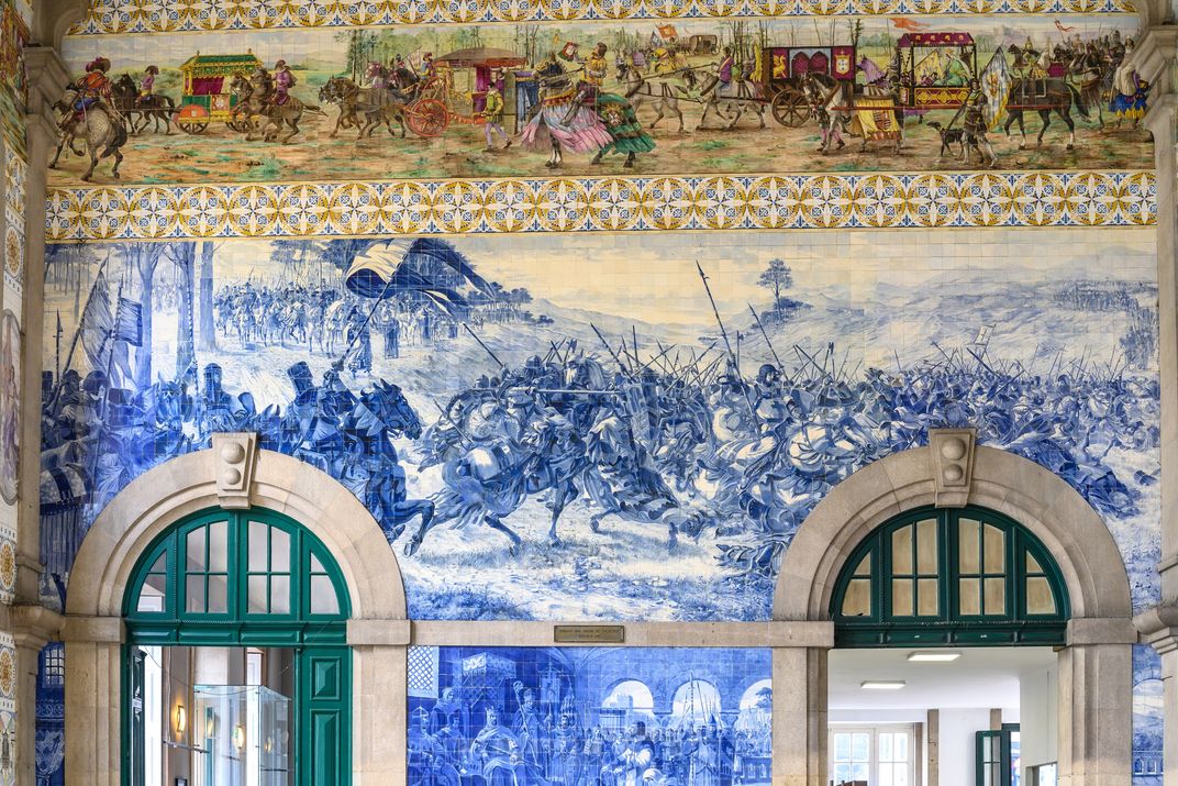 Tile work at the São Bento train station in Porto