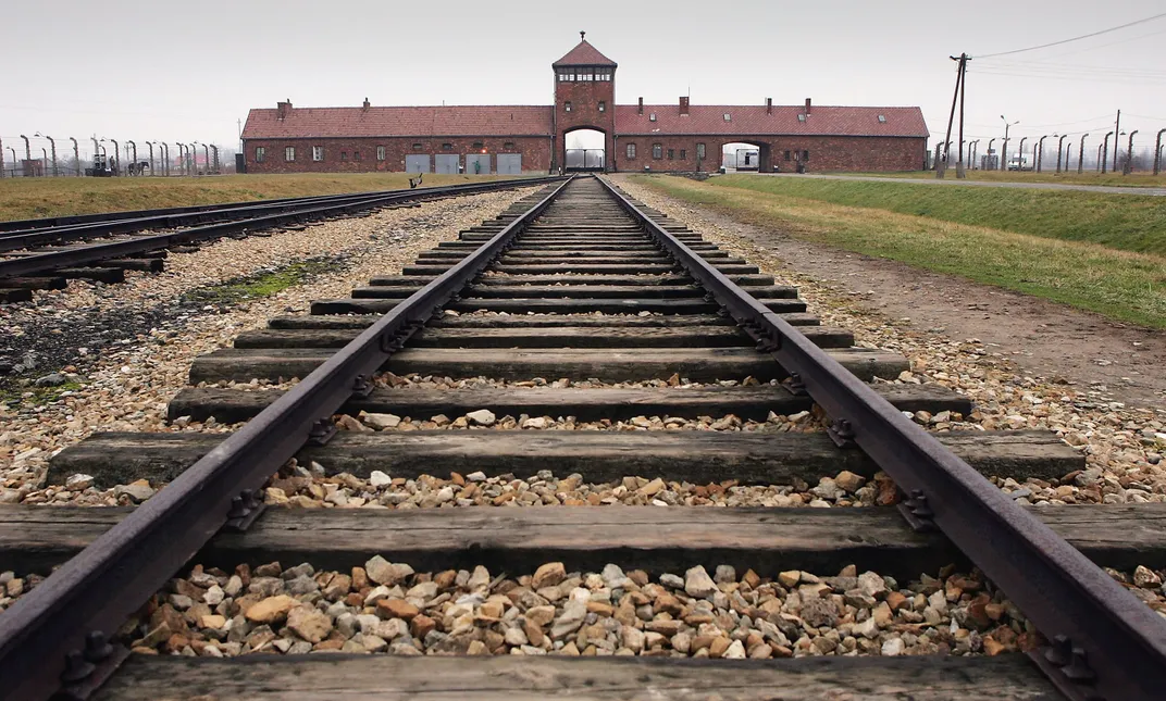 Railway tracks leading to Auschwitz