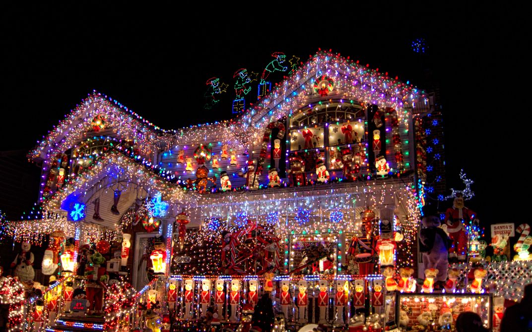 elaborately decorated and brightly lit home