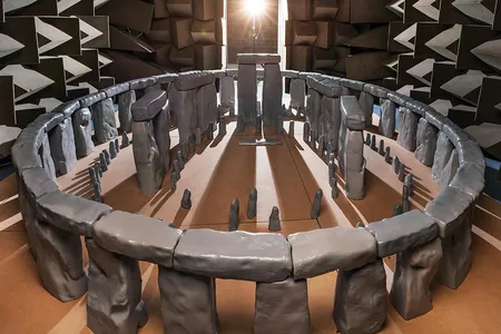 An eight-foot-wide model of the intact monument was placed in an acoustics-testing chamber. Researchers found that sounds emanating from near the center reverberated within the structure. 

 