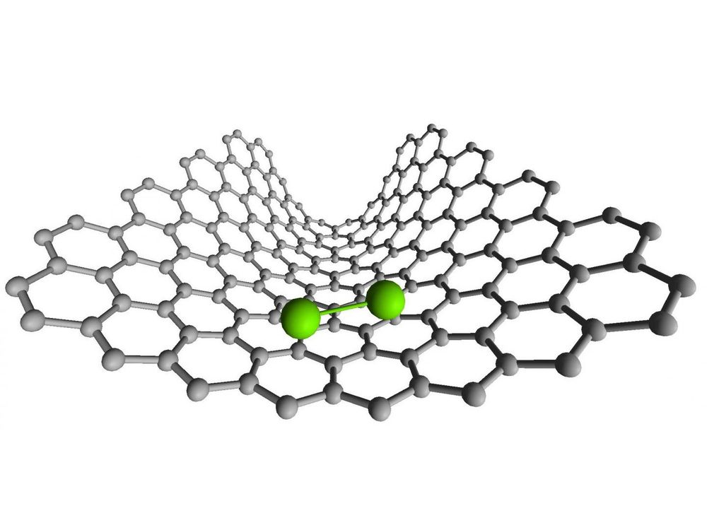 Dirhenium (green) on carbon (grey)