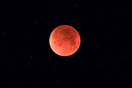 Total lunar eclipse photographed near Calgary, Alberta, Canada, in 2007.
