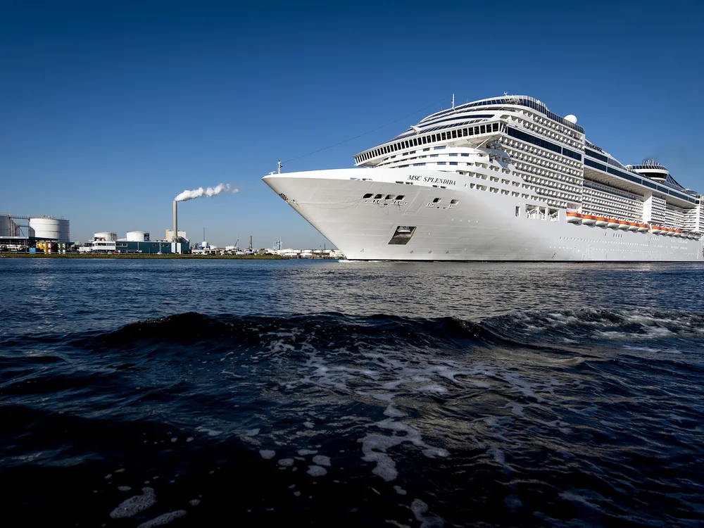 Large cruise ship in water