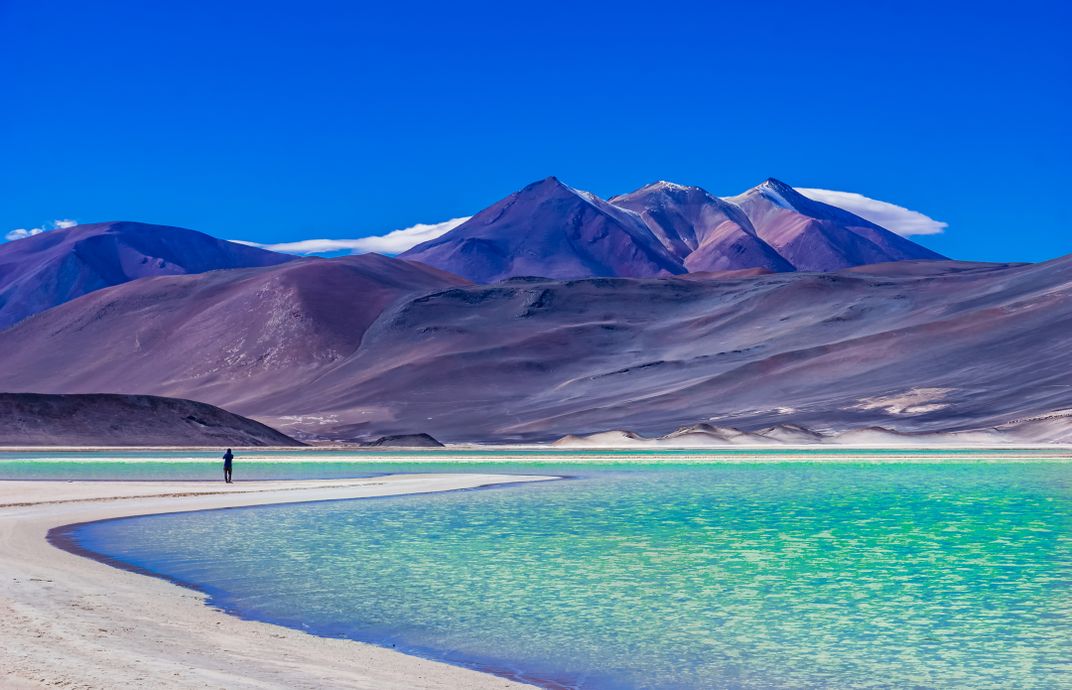 The vivid colors of the lagoons at San Pedro de Atacama