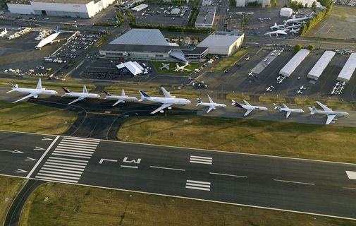 Boeing arranges a family portrait of its 7-series airliners.