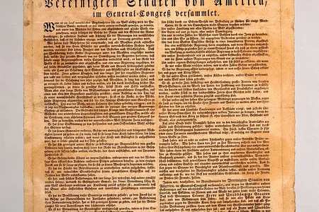 A first printing of the Declaration of Independence of the United States of America in German, from July 6-8, 1776