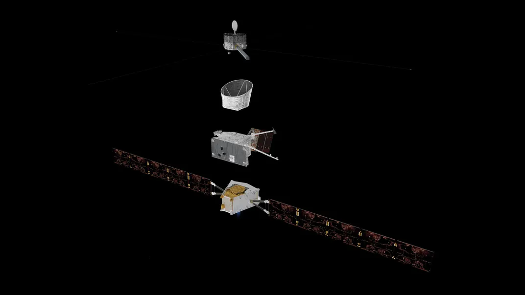 an artistic rendering of the four components in a vertical line
