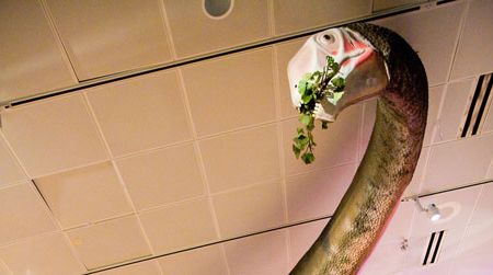 The Mamenchisaurus centerpiece in the "World's Largest Dinosaurs" exhibit.