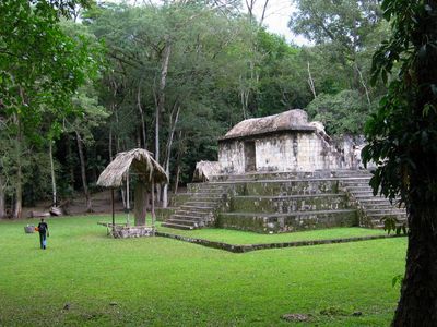 Smithsonian Tropical Research Institute archaeologist Ashley Sharpe contemplates the Ceibal site in Guatemala—one of the oldest Maya sites known.