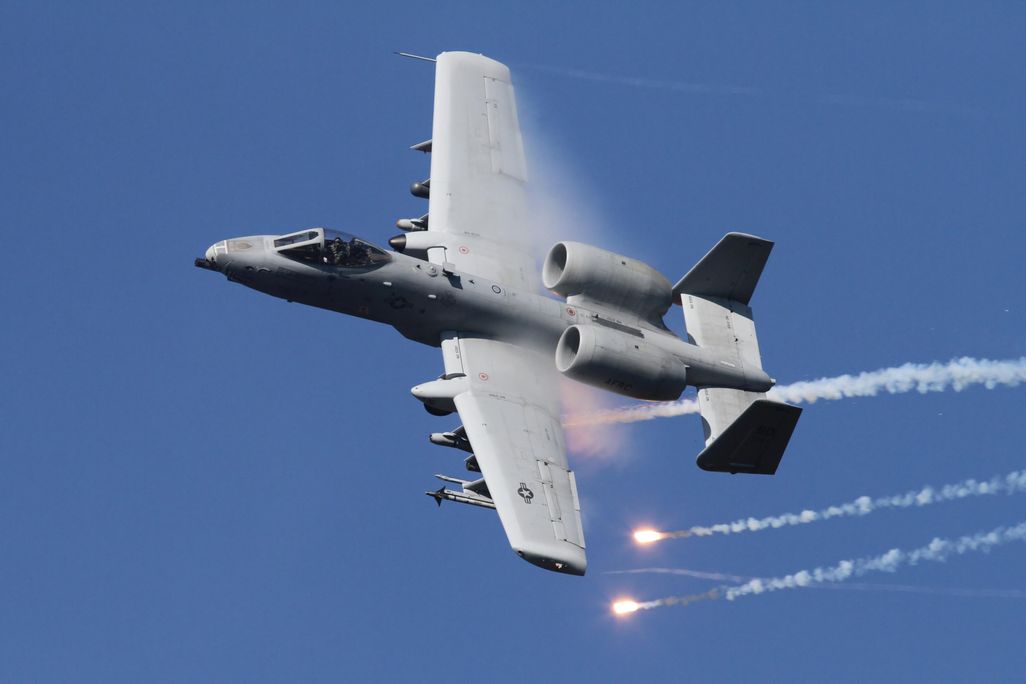 Warthog releasing flares