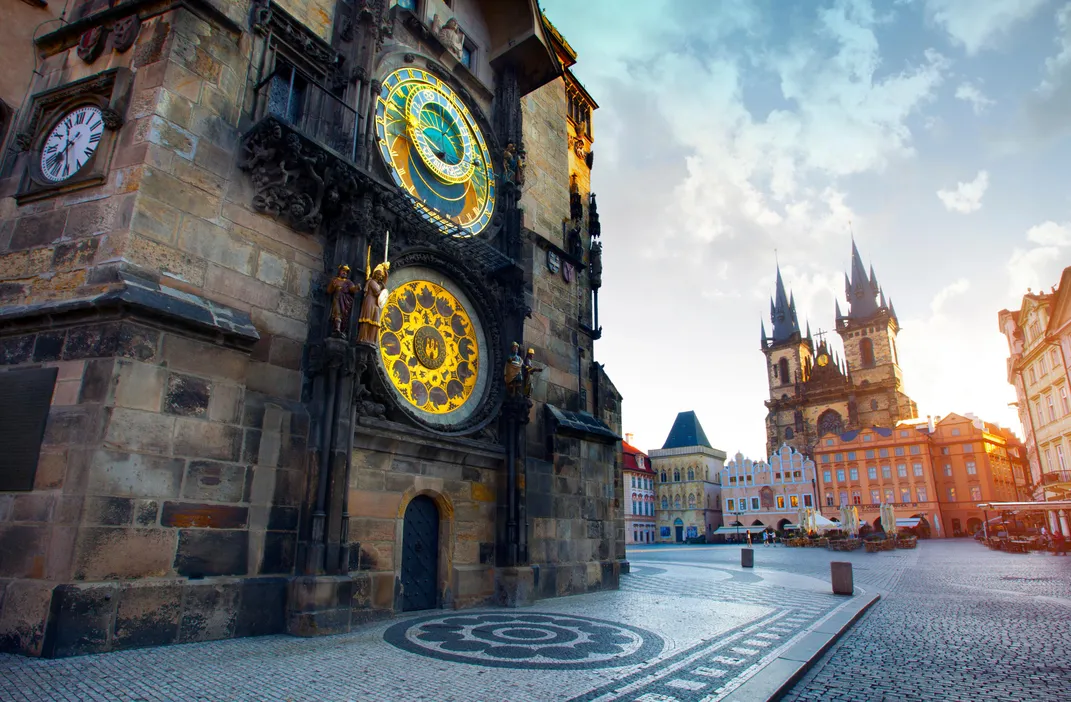 Prague's astronomical clock near the main square