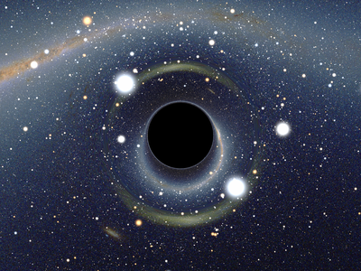 Artist’s view of a black hole — the normal sized kind, mini black holes would be cuter. 
