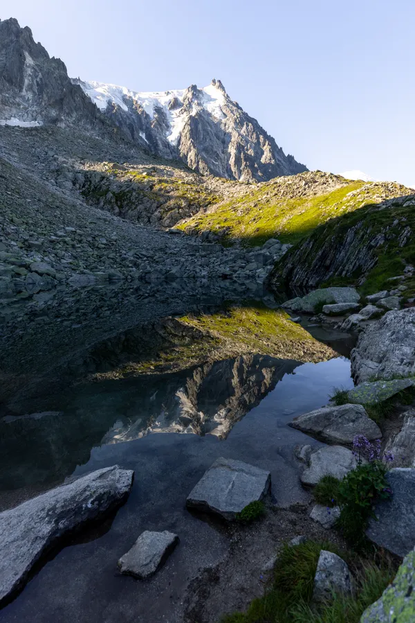 Aiguille de Midi above French alpine lake thumbnail