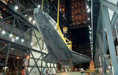All the shuttle's insulating tiles are marked for identification, useful for installation and accident investigation. Just 15 percent of the tiles on the shuttle's underside pose 85 percent of the risk of a tile-related accident.