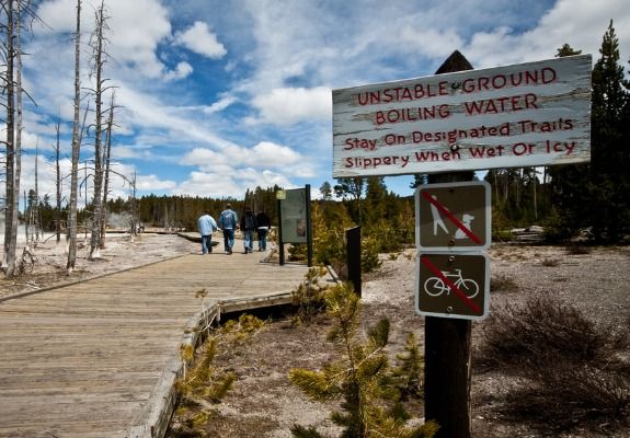 This boardwalk in Yellowstone National Park