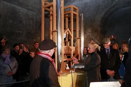 Volunteers from the&nbsp;John Cage Organ Foundation conducting an earlier chord change in October 2013