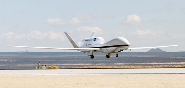The unmanned Global Hawk will conduct NASA’s first climate change research in the stratosphere.