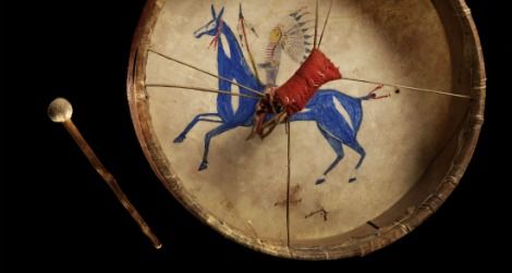 A Lakota painted drum
