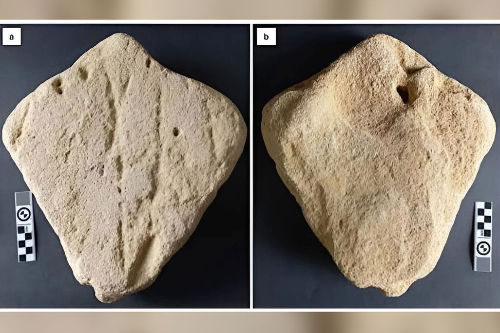 Side by side image of kite-shaped rock