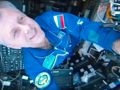 Andrei Borisenko filming one of his 360-degree tours of the space station.