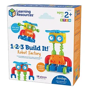 Preview thumbnail for 'Learning Resources 1-2-3 Build It! Robot Factory, Fine Motor Toy, Robot Building Set, Ages 2+