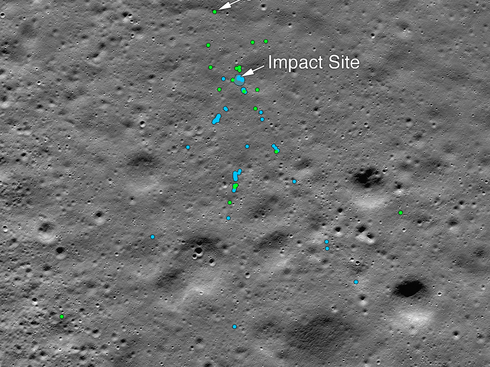 Lunar surface with impact site