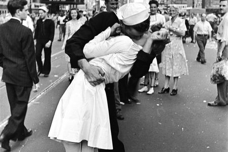 Alfred Eisenstaedt's iconic "V-J Day in Times Square" photo.