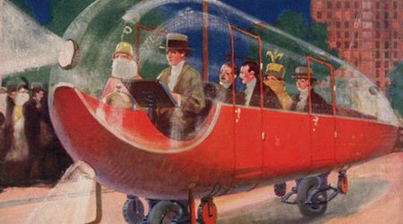 The automobile of 1973 as imagined in 1923 on the cover of Science and Invention magazine