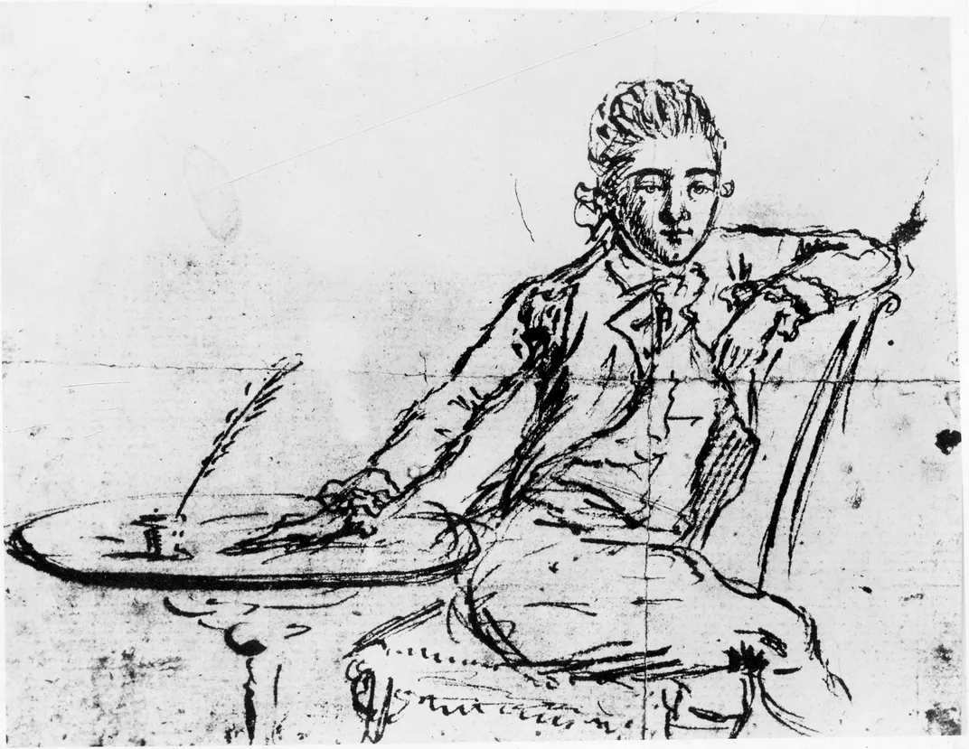 Self-portrait by John André, drawn on the eve of his execution in 1780