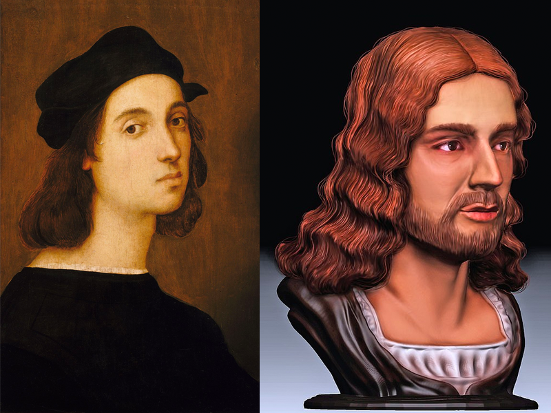 Raphael self-portrait and facial reconstruction