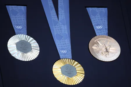 The newly unveiled medals will be awarded at this summer&#39;s Olympic games, which will take place between July 26 and August 11.