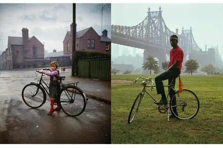Left, Girl with Bicycle, in the Coombe, Dublin, 1966. The Photo Museum Ireland says Hofer&rsquo;s work from her Dublin visit captures Ireland at a cultural turning point. Right, Queensboro Bridge, New York, 1964. &ldquo;Hofer wanted to get under the skin of a city, to picture the essential characteristics of a place and its people,&rdquo; says exhibition co-curator April Watson.