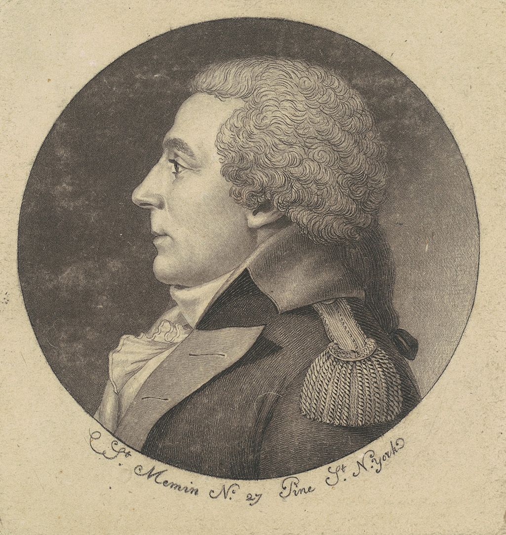 a pencil etching of a lawyer from the 1700s