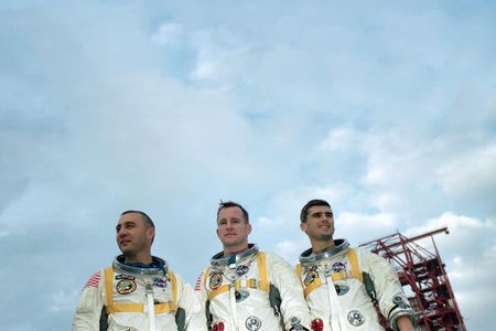 The Apollo 1 astronauts—(opposite, from left) Gus Grissom, Ed White, and Roger Chaffee—perished in a fire during a pre-flight test on January 27, 1967.