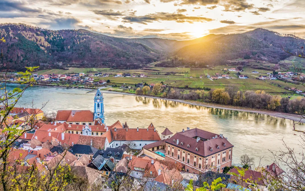 Danube River landscape, Durnstein, Austria