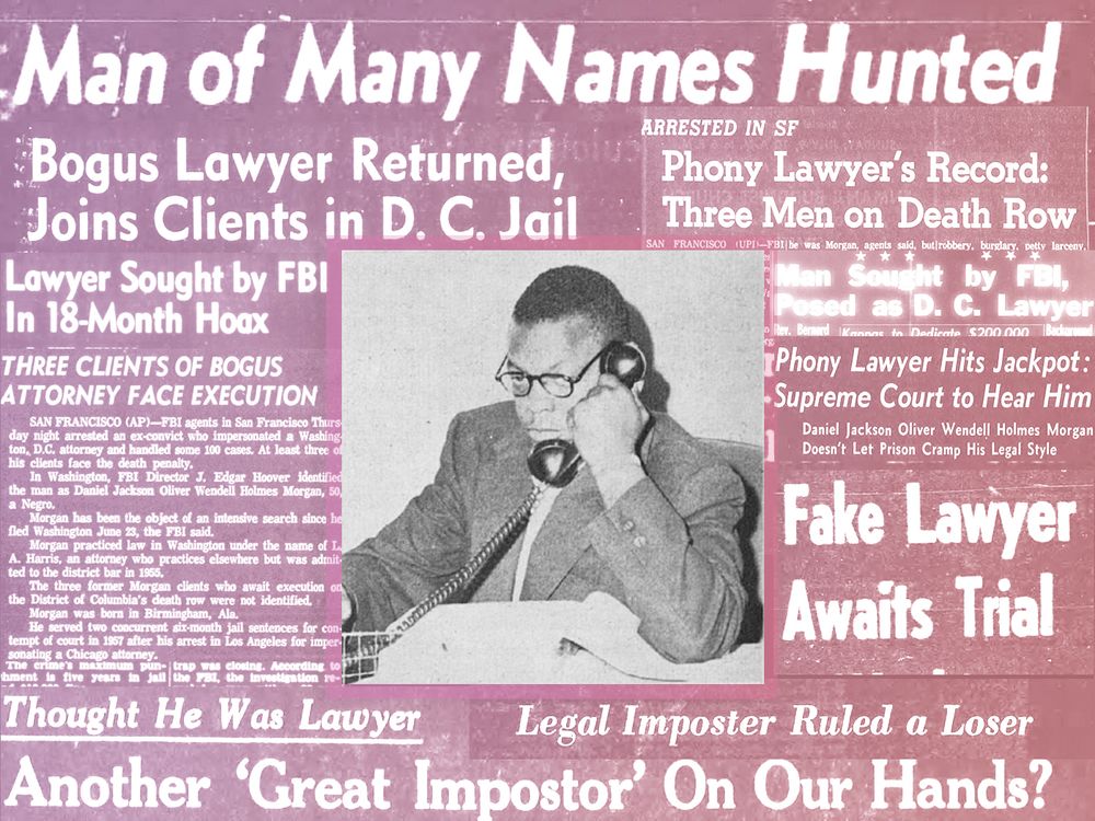 Illustration of newspaper clippings about the fake lawyer