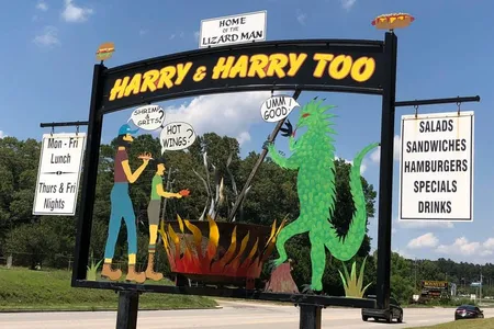 A restaurant in Bishopville, S.C. markets the town’s association to the Lizard Man.